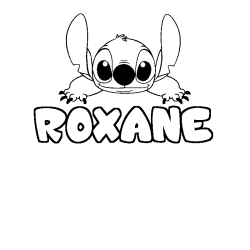 Coloriage prénom ROXANE - décor Stitch