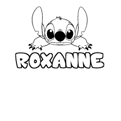 Coloriage prénom ROXANNE - décor Stitch