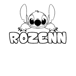 Coloriage prénom ROZENN - décor Stitch