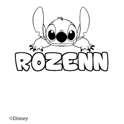 Coloriage pr&eacute;nom ROZENN - d&eacute;cor Stitch