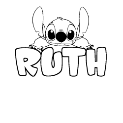 Coloriage prénom RUTH - décor Stitch