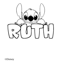 Coloriage pr&eacute;nom RUTH - d&eacute;cor Stitch