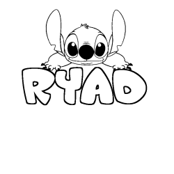 Coloriage prénom RYAD - décor Stitch