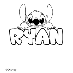 Coloriage pr&eacute;nom RYAN - d&eacute;cor Stitch