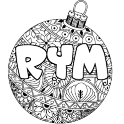 Coloriage pr&eacute;nom RYM - d&eacute;cor Boule de No&euml;l