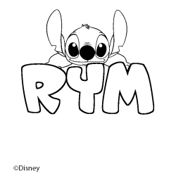 Coloriage pr&eacute;nom RYM - d&eacute;cor Stitch