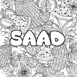Coloriage pr&eacute;nom SAAD - d&eacute;cor Mandala fruits
