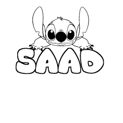 Coloriage prénom SAAD - décor Stitch