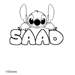 Coloriage pr&eacute;nom SAAD - d&eacute;cor Stitch