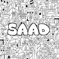 Coloriage pr&eacute;nom SAAD - d&eacute;cor Ville