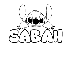 Coloriage prénom SABAH - décor Stitch