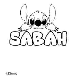 Coloriage pr&eacute;nom SABAH - d&eacute;cor Stitch