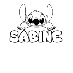 Coloriage prénom SABINE - décor Stitch
