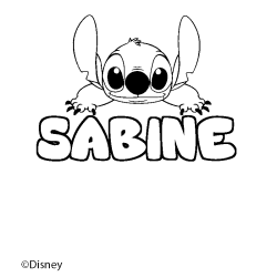 Coloriage pr&eacute;nom SABINE - d&eacute;cor Stitch