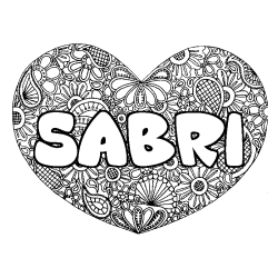 Coloriage prénom SABRI - décor Mandala coeur