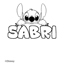 Coloriage pr&eacute;nom SABRI - d&eacute;cor Stitch