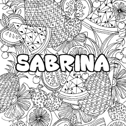 Coloriage pr&eacute;nom SABRINA - d&eacute;cor Mandala fruits