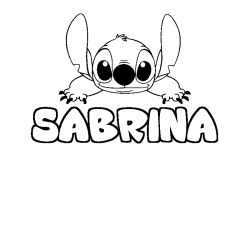 Coloriage prénom SABRINA - décor Stitch