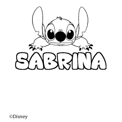 Coloriage pr&eacute;nom SABRINA - d&eacute;cor Stitch