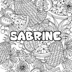 Coloriage pr&eacute;nom SABRINE - d&eacute;cor Mandala fruits
