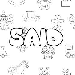 Coloriage pr&eacute;nom SAID - d&eacute;cor Jouets