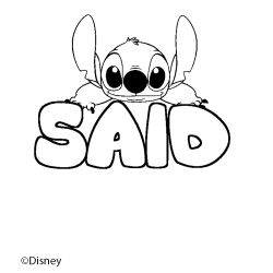 Coloriage pr&eacute;nom SAID - d&eacute;cor Stitch