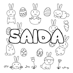 Coloriage pr&eacute;nom SAIDA - d&eacute;cor Paques