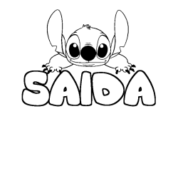 Coloriage prénom SAIDA - décor Stitch