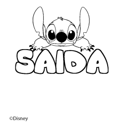 Coloriage pr&eacute;nom SAIDA - d&eacute;cor Stitch