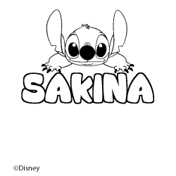 Coloriage pr&eacute;nom SAKINA - d&eacute;cor Stitch