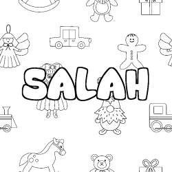 Coloriage pr&eacute;nom SALAH - d&eacute;cor Jouets