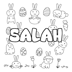 Coloriage pr&eacute;nom SALAH - d&eacute;cor Paques