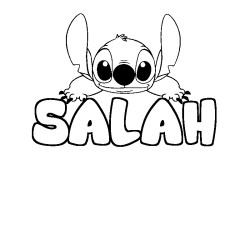 Coloriage prénom SALAH - décor Stitch