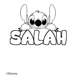 Coloriage pr&eacute;nom SALAH - d&eacute;cor Stitch
