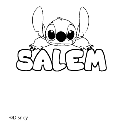 Coloriage pr&eacute;nom SALEM - d&eacute;cor Stitch