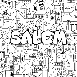 Coloriage pr&eacute;nom SALEM - d&eacute;cor Ville