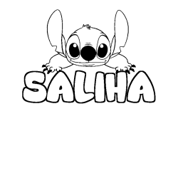 Coloriage prénom SALIHA - décor Stitch