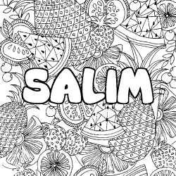 Coloriage prénom SALIM - décor Mandala fruits