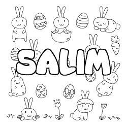 Coloriage pr&eacute;nom SALIM - d&eacute;cor Paques