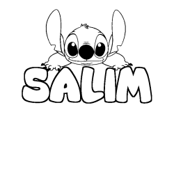 Coloriage prénom SALIM - décor Stitch