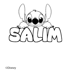 Coloriage pr&eacute;nom SALIM - d&eacute;cor Stitch
