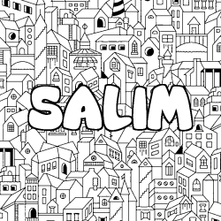 Coloriage prénom SALIM - décor Ville