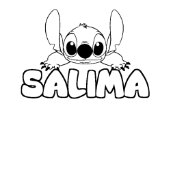 Coloriage prénom SALIMA - décor Stitch