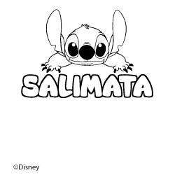 Coloriage pr&eacute;nom SALIMATA - d&eacute;cor Stitch