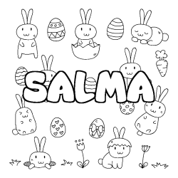 Coloriage prénom SALMA - décor Paques