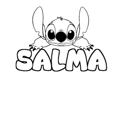 Coloriage prénom SALMA - décor Stitch