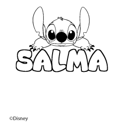 Coloriage pr&eacute;nom SALMA - d&eacute;cor Stitch