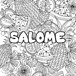 Coloriage pr&eacute;nom SALOME - d&eacute;cor Mandala fruits