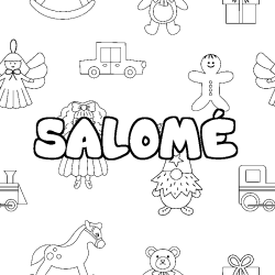 Coloriage pr&eacute;nom SALOM&Eacute; - d&eacute;cor Jouets