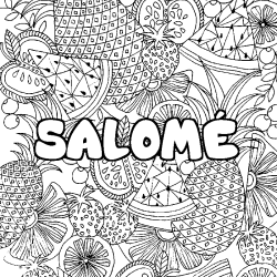 Coloriage pr&eacute;nom SALOM&Eacute; - d&eacute;cor Mandala fruits